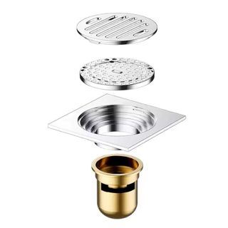 Phễu thu sàn đồng thau mạ crom sáng bóng P25 ngăn mùi tuyệt đối