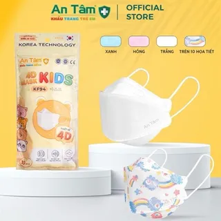 Khẩu Trang An Tâm 4D Kids Trẻ Em (Thùng 30 Bịch x 10 Cái)
