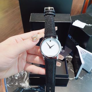 SALE BỎ MẪU ĐỒNG HỒ NAM NỮ TRUNG CẤP MOVAĐÔ DÂY DA ĐEN KÍNH SAPHIRE