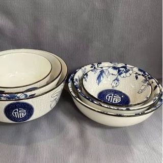SET 10 TÔ SỨ THẤP KHÔNG HOA XANH SIZE 7