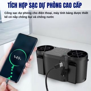 Quạt Đeo Thắt Lưng, Quạt Điều Hòa Motor 2 Phản Lực 4 Cấp Độ Gió Mát Pin Chuẩn Lithium 20.000mAh