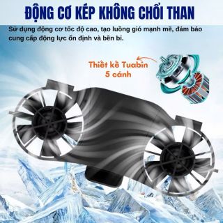 Quạt Đeo Thắt Lưng, Quạt Điều Hòa Motor 2 Phản Lực 4 Cấp Độ Gió Mát Pin Chuẩn Lithium 20.000mAh