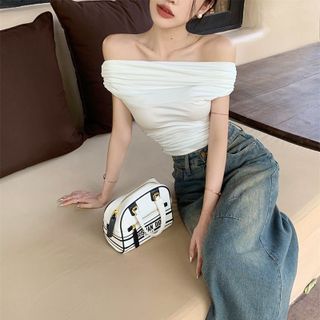 Áo Croptop Nhún Vai Trễ