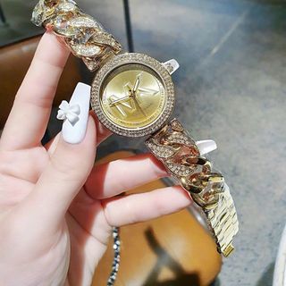 SALE BỎ MẪU ĐỒNG HỒ NỮ THỜI TRANG MKORS MẶT TRÒN VIỀN HỘT LOGO