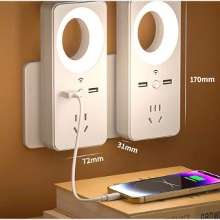 Ổ Cắm Chuyển Đổi USB Kèm Đèn Led Dịu Nhẹ Làm Đèn Ngủ Ban Đem Tiện Lợi Và Nhỏ Gọn