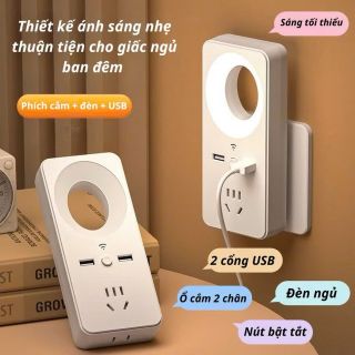 Ổ Cắm Chuyển Đổi USB Kèm Đèn Led Dịu Nhẹ Làm Đèn Ngủ Ban Đem Tiện Lợi Và Nhỏ Gọn giá sỉ