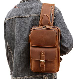 Túi đeo trước ngực nam da bò thật 6660