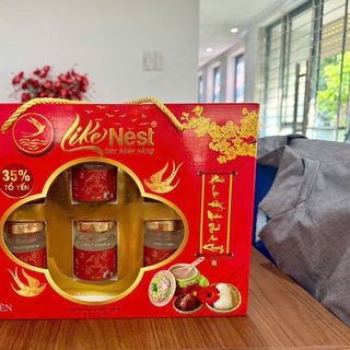 Yến Sào Chưng Like Nest Màu Đỏ Đường Phèn Hộp Lớn Xách (Thùng 12 Hộp)