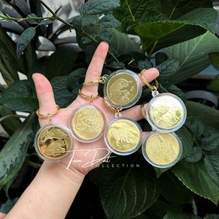 Móc Khoá Đồng Xu 12 Con Giáp - Chất Liệu Niken Mạ Vàng