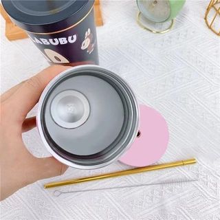 LY GIỮ NHIỆT 750ML LABUBU KÈM ỐNG HÚT