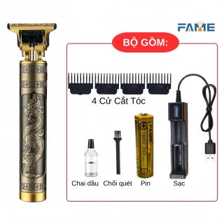 Tông đơ cắt tóc Vintage T9, lưỡi đồng thân kim loại, pin 2000mAh