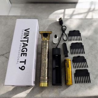 Tông đơ cắt tóc Vintage T9, lưỡi đồng thân kim loại, pin 2000mAh