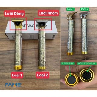 Tông đơ cắt tóc Vintage T9, lưỡi đồng thân kim loại, pin 2000mAh