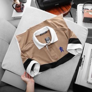 Áo thun cổ bẻ phối vải về