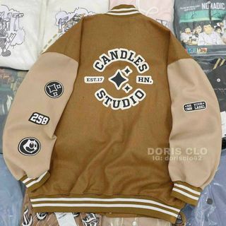 Áo khoác bomber nam nữ đẹp form rộng in chữ CS họa tiết dễ thương