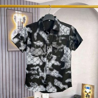Áo sơ mi đũi tay ngắn unisex ,màu loang- menswear(Mã: HOKO90)