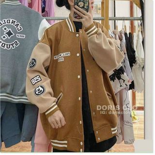 Áo khoác bomber nam nữ đẹp form rộng in chữ CS họa tiết dễ thương