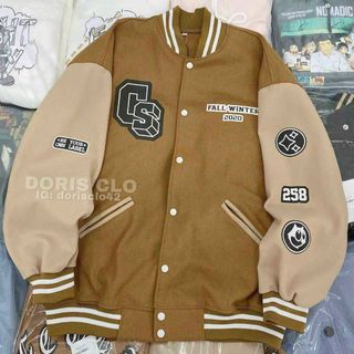 Áo khoác bomber nam nữ đẹp form rộng in chữ CS họa tiết dễ thương giá sỉ