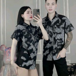 Áo sơ mi đũi tay ngắn unisex ,màu loang- menswear(Mã: HOKO90)