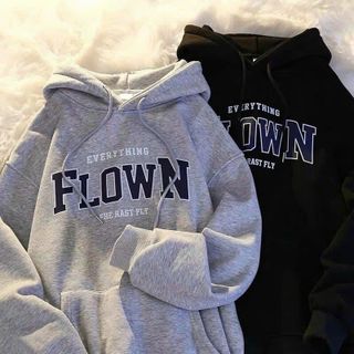 Áo hoodie dài tay mũ 2 lớp họa tiết chữ Flown - Jacket nỉ mùa đông nam nữ phong cách trẻ trung đường phố