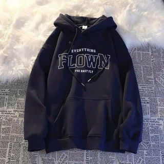 Áo hoodie dài tay mũ 2 lớp họa tiết chữ Flown - Jacket nỉ mùa đông nam nữ phong cách trẻ trung đường phố