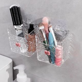 Kệ Nhựa Dán Tường hình Nơ Dễ Thương,Hộp Đựng Mỹ Phẩm Treo Tường Họa Tiết Vân Sóng Cao Cấp - Kệ đựng đồ dán tường vân sóng giá sỉ
