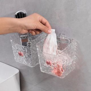 Kệ Nhựa Dán Tường hình Nơ Dễ Thương,Hộp Đựng Mỹ Phẩm Treo Tường Họa Tiết Vân Sóng Cao Cấp - Kệ đựng đồ dán tường vân sóng giá sỉ