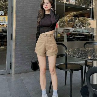 Quần Short nữ chất liệu kaki,lai lật, form trên gối, tôn dáng,tôn da  (mã: HTB70)