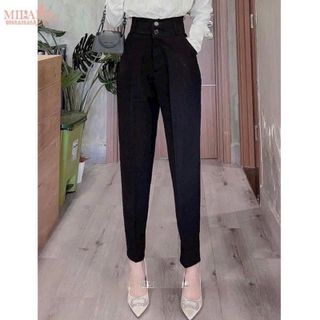 Quần Tây Học Sinh, Công Sở Form Baggy Ống Đứng Cạp Cao 2 nút Có Xếp Li - Chất Tuyết Mưa, 2 size L, XL