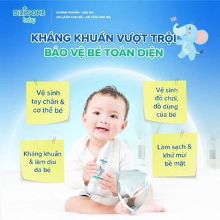 [Bộ đôi] Xịt kháng khuẩn DIZIGONE Baby 100ml & Dung dịch kháng khuẩn DIZIGONE: Xịt tay chân, đồ chơi, đồ dùng phòng bệnh