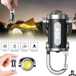 Đèn pin móc khóa, Đèn pin LED sạc USB Mini, có đèn đỏ & xanh di động Đèn làm việc siêu sáng ngoài trời