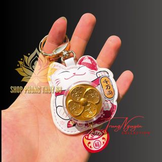 Móc Khóa Mèo Thần Tài Nhật Bản Có Vòng Xoay Đại Cát Đại Lợi - Lucky Cats - Phong Thủy May Mắn Treo Khóa Xe, Balo