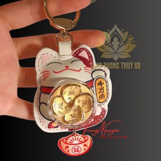 Móc Khóa Mèo Thần Tài Nhật Bản Có Vòng Xoay Đại Cát Đại Lợi - Lucky Cats - Phong Thủy May Mắn Treo Khóa Xe, Balo