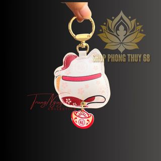 Móc Khóa Mèo Thần Tài Nhật Bản Có Vòng Xoay Đại Cát Đại Lợi - Lucky Cats - Phong Thủy May Mắn Treo Khóa Xe, Balo