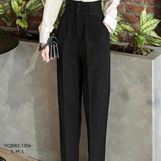 Quần Tây Học Sinh, Công Sở Form Baggy Ống Đứng Cạp Cao 3 nút Có Xếp Li - Chất Tuyết Mưa, 2 size L, XL
