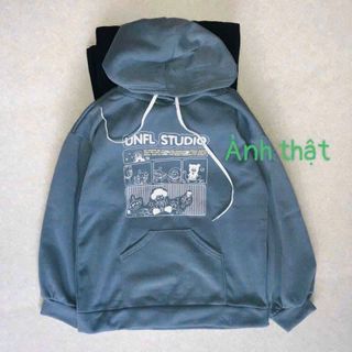 Áo hoodie nỉ ulzzang nam nữ unisex cặp đôi ,chui đầu chống nắng có nón in hoạt hình