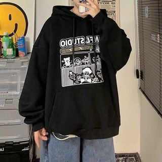 Áo hoodie nỉ ulzzang nam nữ unisex cặp đôi ,chui đầu chống nắng có nón in hoạt hình