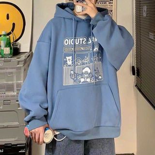 Áo hoodie nỉ ulzzang nam nữ unisex cặp đôi ,chui đầu chống nắng có nón in hoạt hình