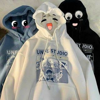 Áo hoodie nỉ ulzzang nam nữ unisex cặp đôi ,chui đầu chống nắng có nón in hoạt hình
