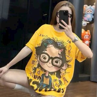 Áo Thun Form Rộng Tay Lỡ In Cô Gái THINGW - Cotton Tici Mịn Mát (M, L, XL)