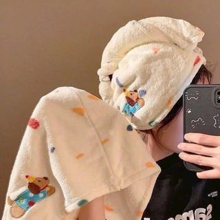 ( Bộ ) Set 3 khăn tắm cún chấm bi siêu thấm hút