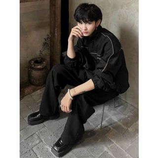 Áo khoác nhẹ nam nữ from rộng cổ trụ vải dù hai lớp phối viền tay hai màu phong cách hàn quốc