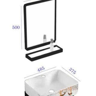 Bộ lavabo treo tường kiểu vuông T288V thiết kế hiện đại nhiều màu sắc và họa tiết để lựa chọn đã có gương và kệ gương