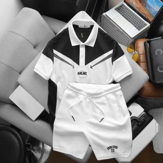 SET BỘ POLO NAM CAO CẤP ÁO AIRLINE+ QUẦN SHORT TANK CHẤT PIQUE - THỜI TRANG HC