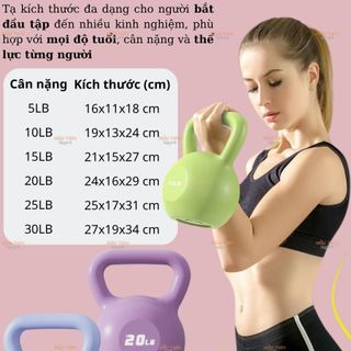 Tạ Chuông, Tạ Ấm ( Kettlebell ) Tập Tạ, Thể Hình Nhiều Màu, Tạ Tập Gym Tại Nhà & Phòng Tập 5LBS - 30LBS