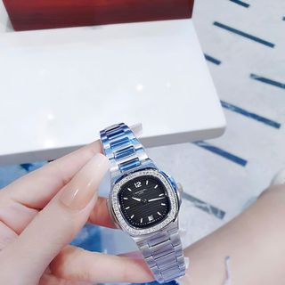 ĐỒNG HỒ NỮ CAO CẤP PATET MẶT VUÔNG   VIỀN HỘT MÁY QUARZT