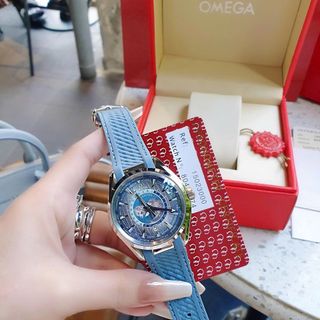 ĐỒNG HỒ NAM CAO CẤP AUTOMATIC ÔMEGI SEAMASTER AQUA DÂY XANH NHẠT