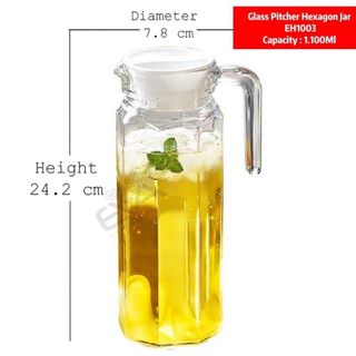 BÌNH THỦY TINH LỤC GIÁC DELI 1,1L EH1003- 2