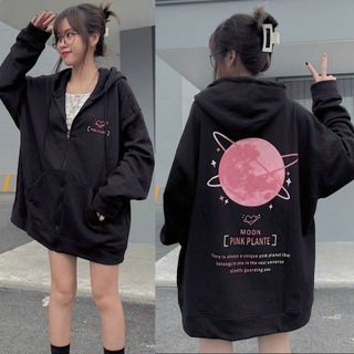 Áo Khoác Nữ Nỉ Ngoại Dày In Hình Pink Moon mặt trăng Siêu Độc Đáo Hot Trend, Áo Khoác Nỉ Chống Nắng Hút Ẩm