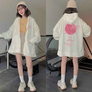 Áo Khoác Nữ Nỉ Ngoại Dày In Hình Pink Moon mặt trăng Siêu Độc Đáo Hot Trend, Áo Khoác Nỉ Chống Nắng Hút Ẩm
